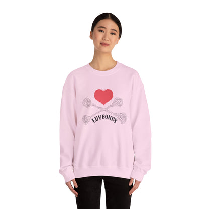 Luvbones - Hearts & Crossbones Sweatshirt, Cozy Unisex Crewneck, Valentine Gift, Edgy Sweatshirt for Him/Her, Casual Wear, Trendy Outfit