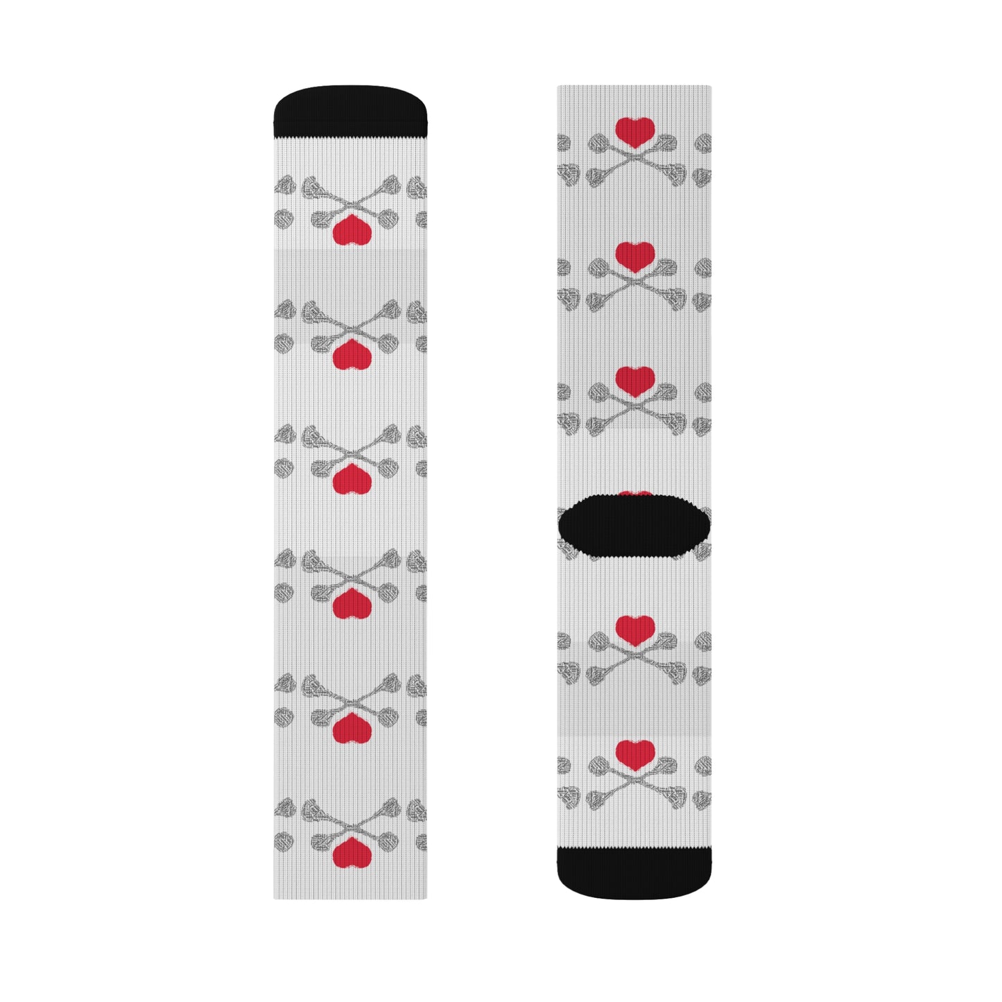 Luvbones - Hearts & Crossbones Patterned Sublimation Socks, Fun Gift for Couples, Cozy Footwear for Home, Valentine's Day, Unique Sock Design, Everyday Wear