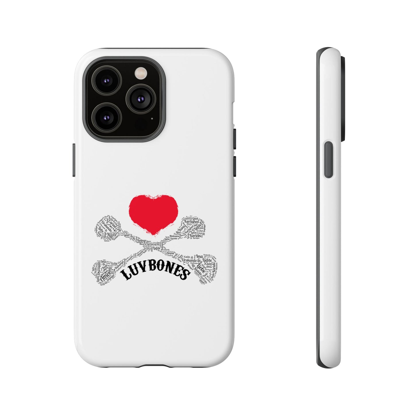 Luvbones - Hearts & Crossbones Phone Case, Tough Cases, Unique Smartphone Accessory, Gift for Him or Her
