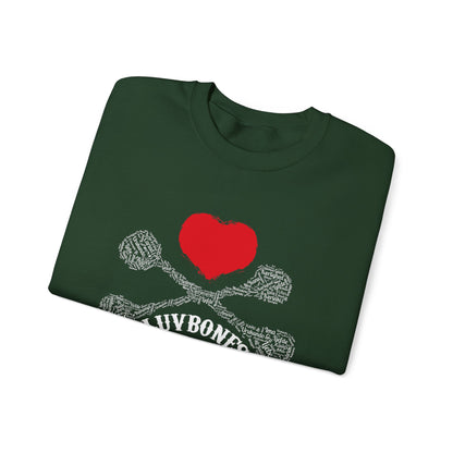 Luvbones - Hearts & Crossbones Sweatshirt, Cozy Unisex Crewneck, Valentine Gift, Edgy Sweatshirt for Him/Her, Casual Wear, Trendy Outfit