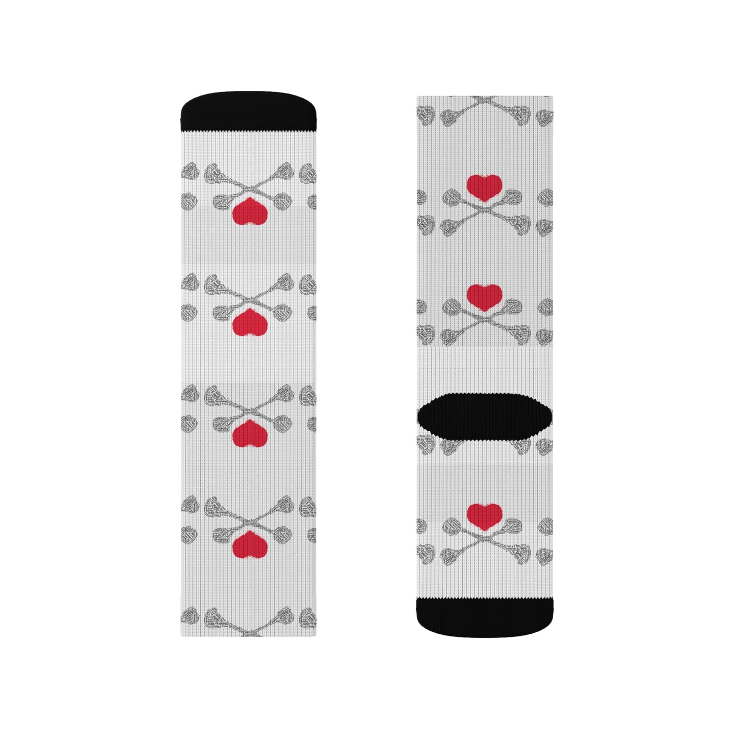 Luvbones - Hearts & Crossbones Patterned Sublimation Socks, Fun Gift for Couples, Cozy Footwear for Home, Valentine's Day, Unique Sock Design, Everyday Wear