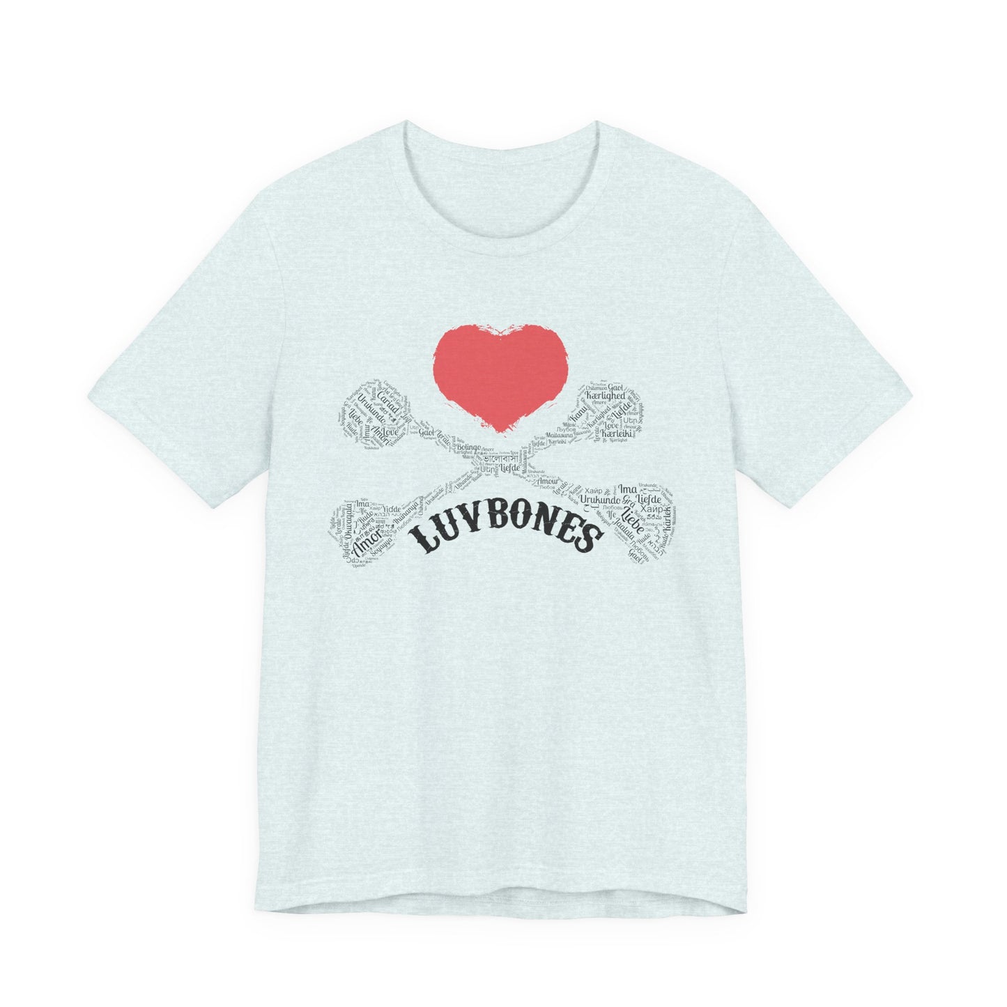 Luvbones - Hearts & Crossbones Unisex Tee, Graphic T-Shirt, Casual Wear, Music Lover Gift, Valentine's Day Shirt, Rock & Roll Style