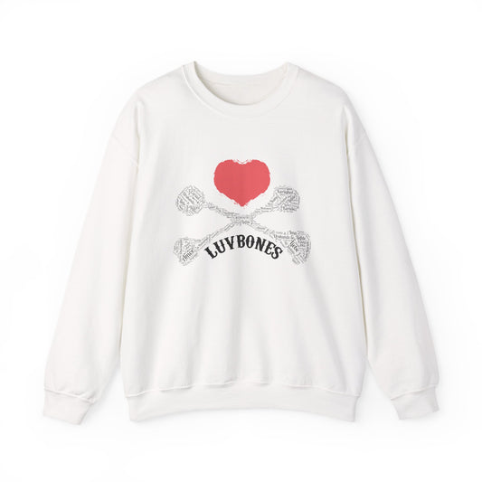 Luvbones - Hearts & Crossbones Sweatshirt, Cozy Unisex Crewneck, Valentine Gift, Edgy Sweatshirt for Him/Her, Casual Wear, Trendy Outfit