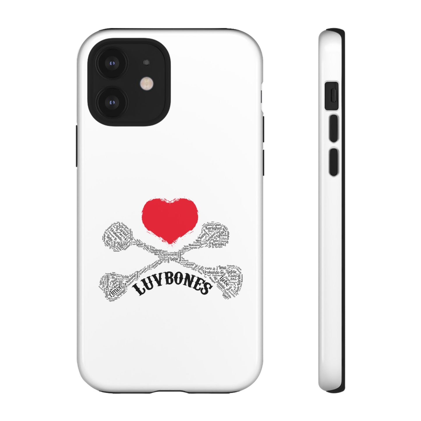 Luvbones - Hearts & Crossbones Phone Case, Tough Cases, Unique Smartphone Accessory, Gift for Him or Her