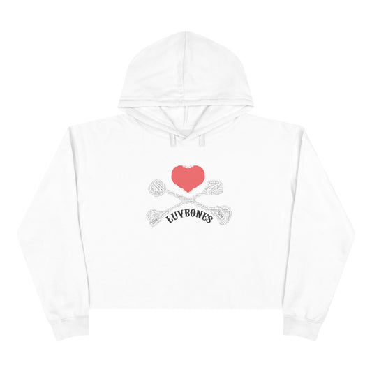 Luvbones - Hearts & Crossbones Crop Hoodie - Trendy Streetwear, Cute Gift, Halloween Apparel, Casual Outfit, Festival Wear