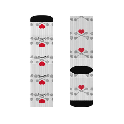 Luvbones - Hearts & Crossbones Patterned Sublimation Socks, Fun Gift for Couples, Cozy Footwear for Home, Valentine's Day, Unique Sock Design, Everyday Wear