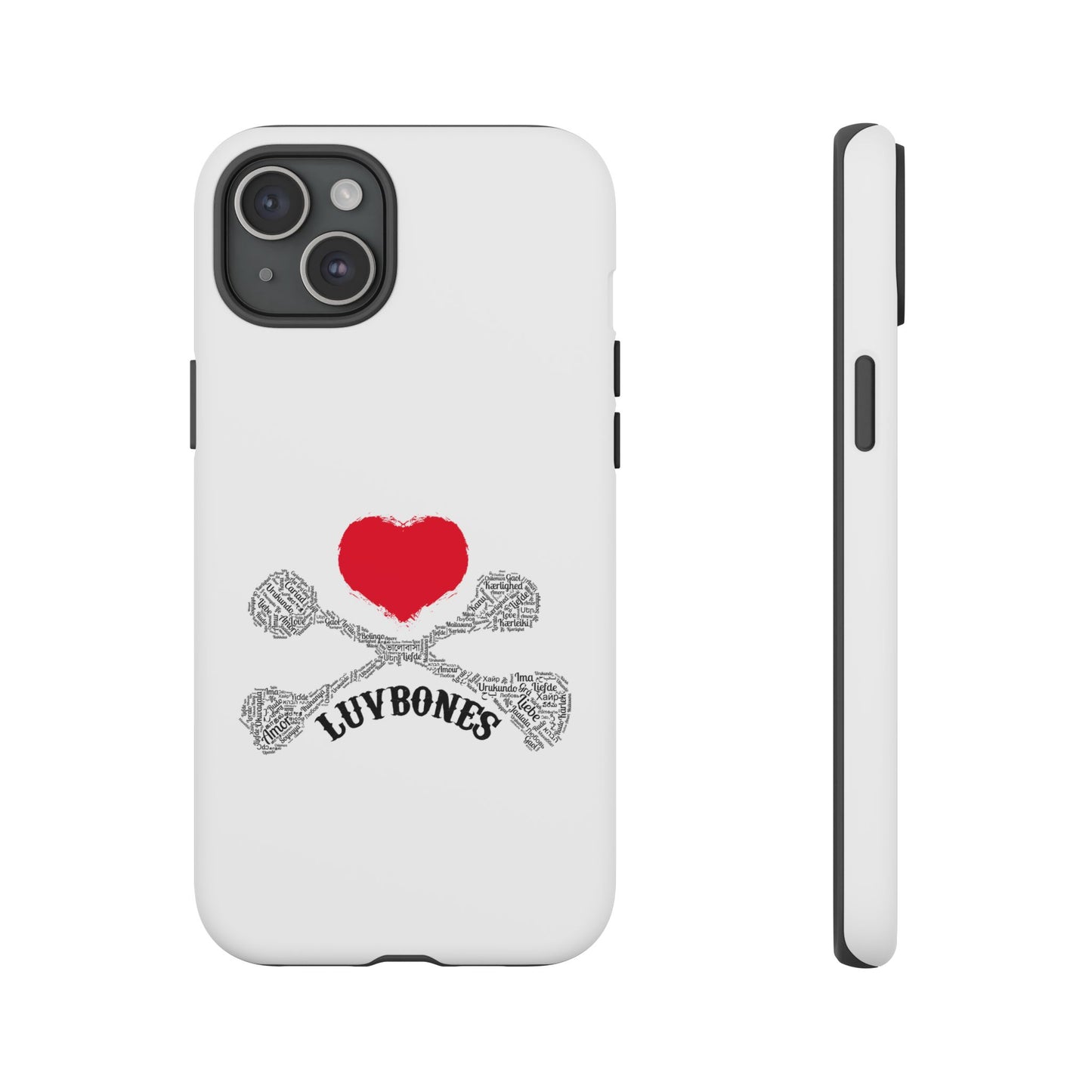 Luvbones - Hearts & Crossbones Phone Case, Tough Cases, Unique Smartphone Accessory, Gift for Him or Her
