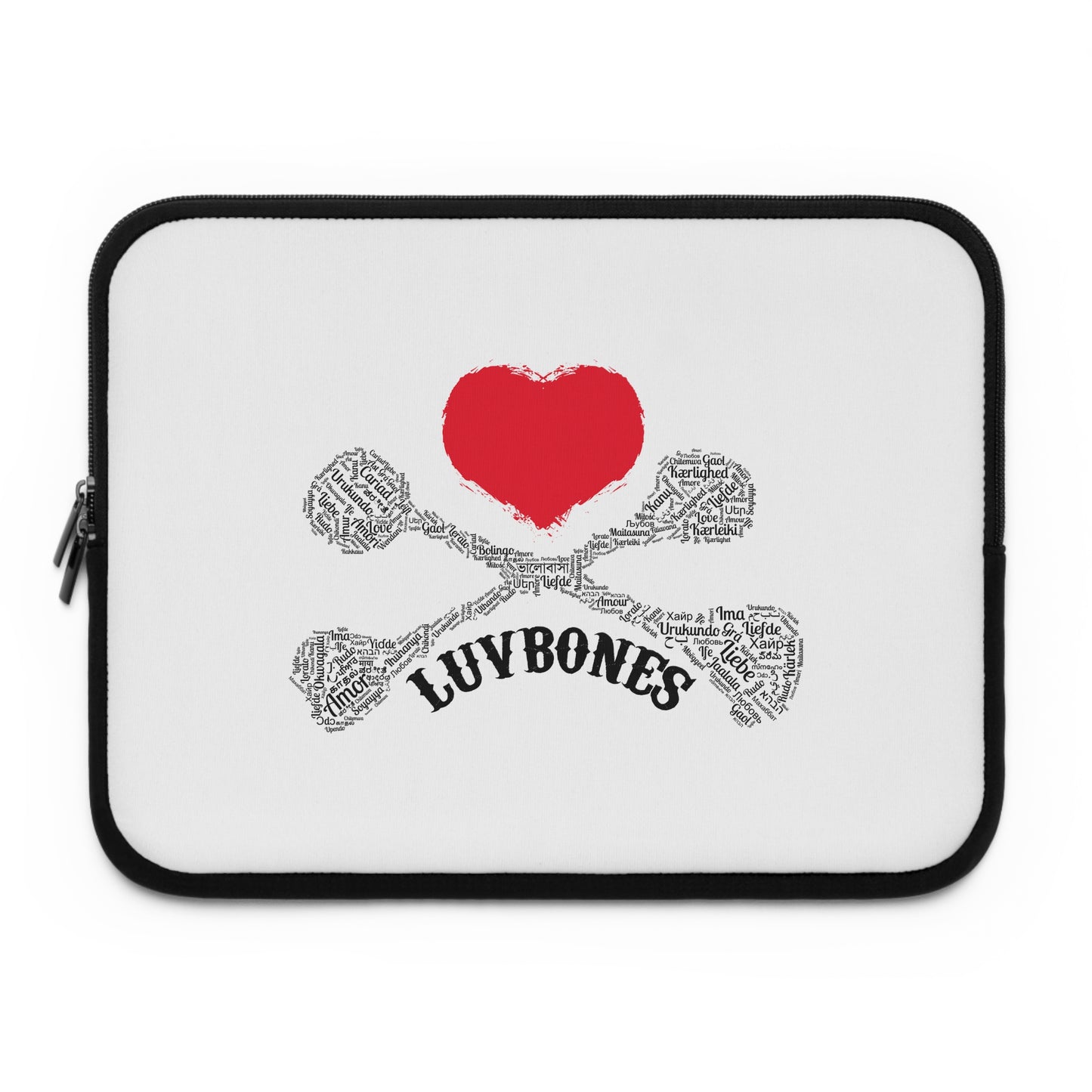Luvbones - Hearts & Crossbones Stylish Laptop Sleeve, Perfect for Tech Lovers, Gifts for Graduations, Back to School, or Everyday Use