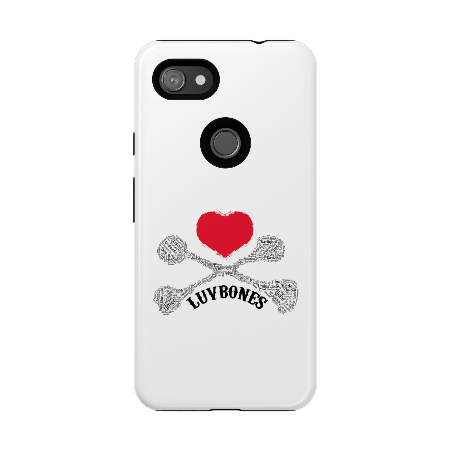 Luvbones - Hearts & Crossbones Phone Case, Tough Cases, Unique Smartphone Accessory, Gift for Him or Her
