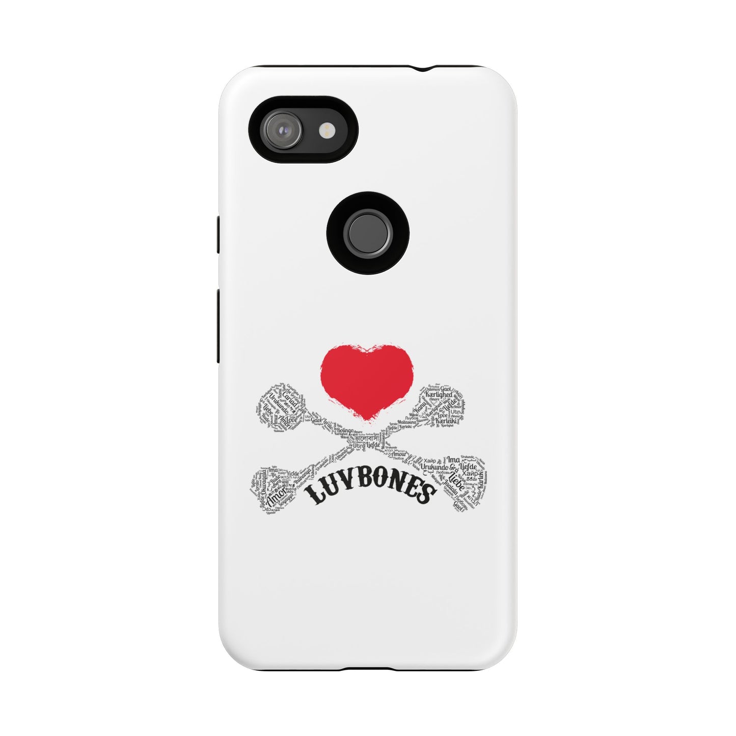 Luvbones - Hearts & Crossbones Phone Case, Tough Cases, Unique Smartphone Accessory, Gift for Him or Her