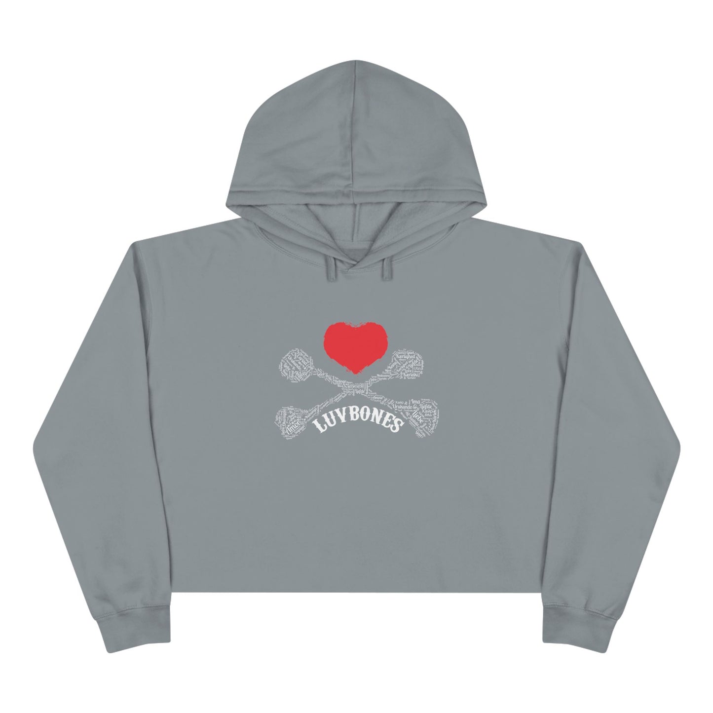 Luvbones - Hearts & Crossbones Crop Hoodie - Trendy Streetwear, Cute Gift, Halloween Apparel, Casual Outfit, Festival Wear