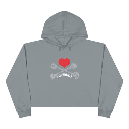Luvbones - Hearts & Crossbones Crop Hoodie - Trendy Streetwear, Cute Gift, Halloween Apparel, Casual Outfit, Festival Wear