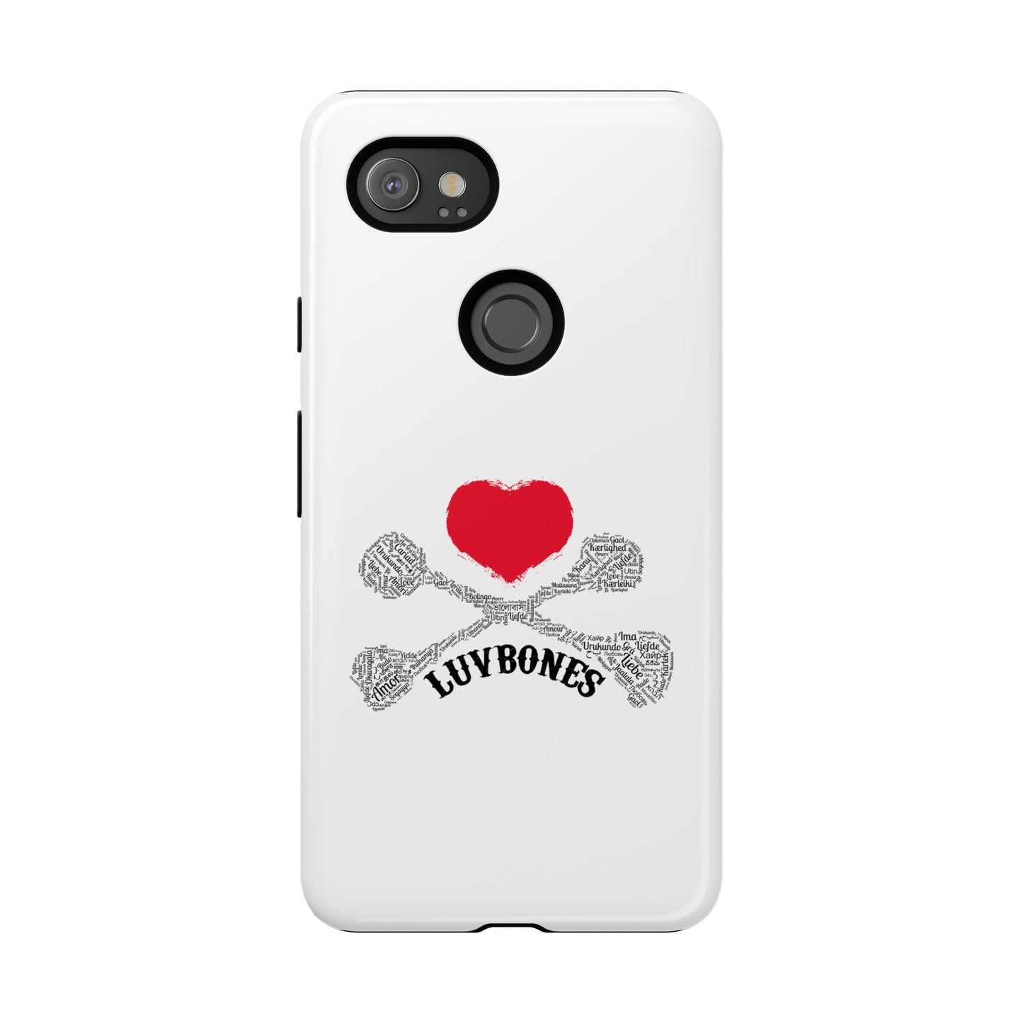 Luvbones - Hearts & Crossbones Phone Case, Tough Cases, Unique Smartphone Accessory, Gift for Him or Her