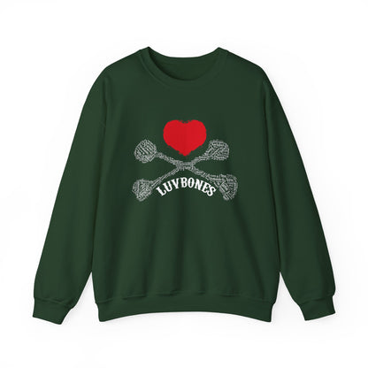 Luvbones - Hearts & Crossbones Sweatshirt, Cozy Unisex Crewneck, Valentine Gift, Edgy Sweatshirt for Him/Her, Casual Wear, Trendy Outfit