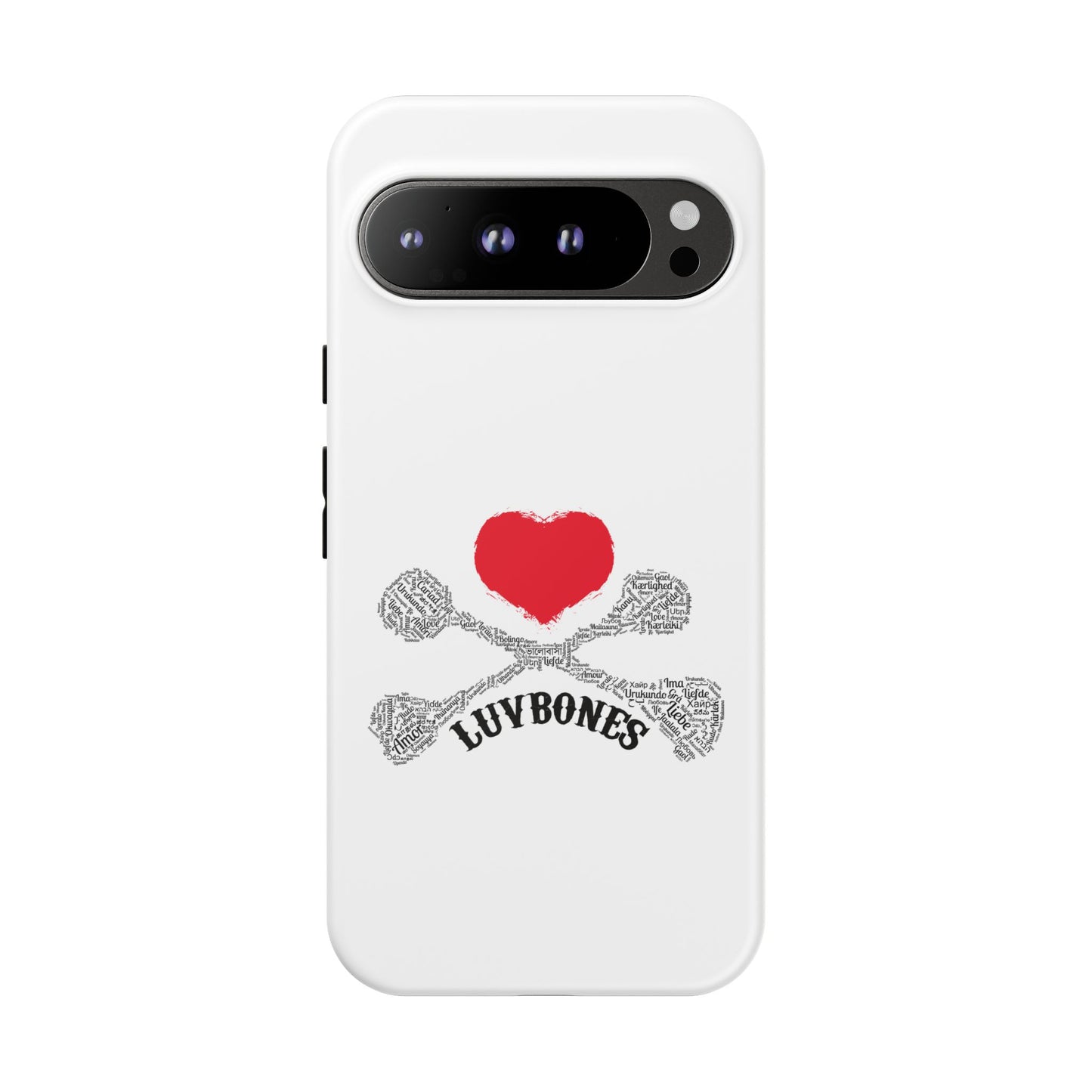 Luvbones - Hearts & Crossbones Phone Case, Tough Cases, Unique Smartphone Accessory, Gift for Him or Her