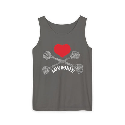 Luvbones - Hearts & Crossbones Unisex Tank Top | Casual Summer Wear, Gifts for Dog Lovers, Festival Fashion, Beach Apparel, Stylish Comfort