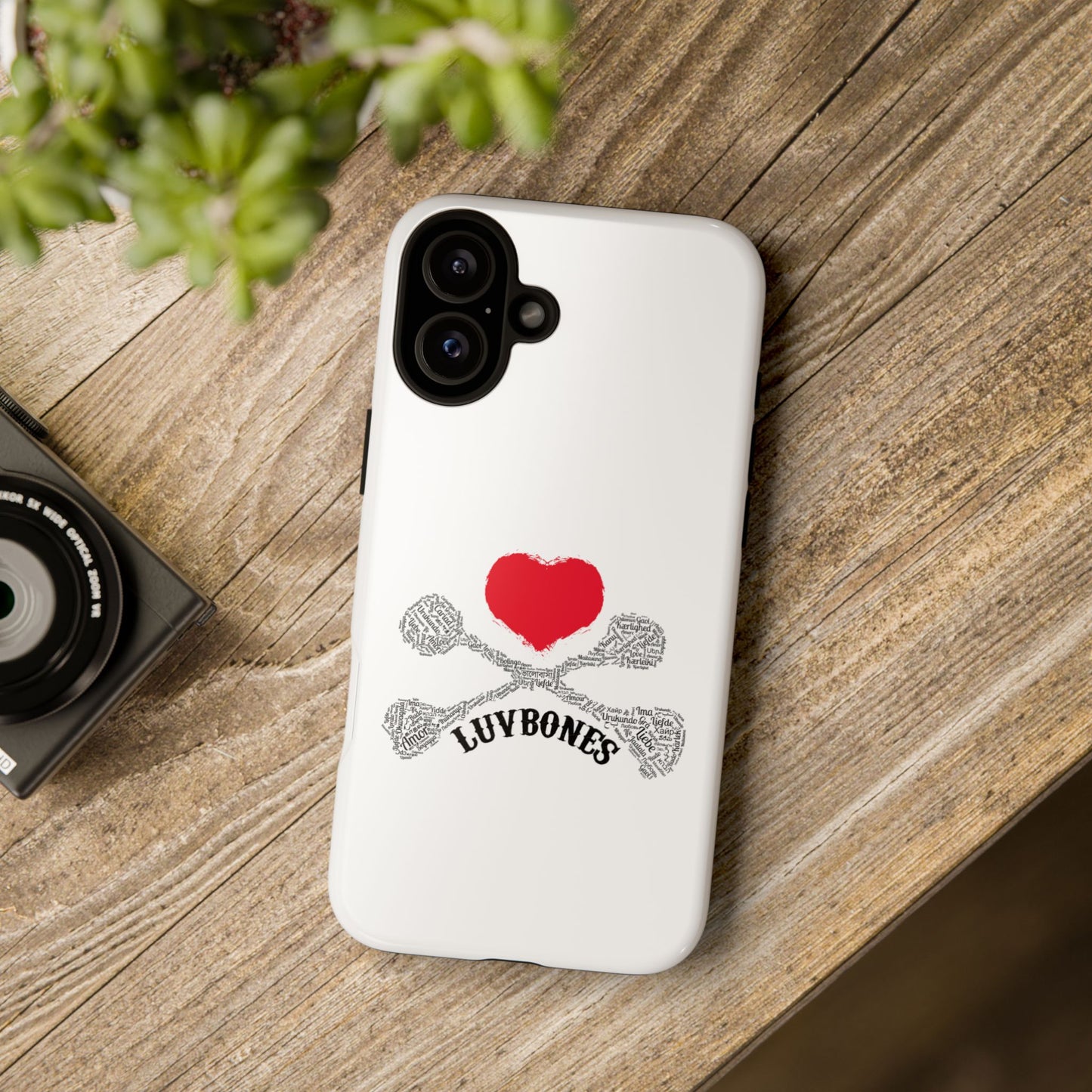 Luvbones - Hearts & Crossbones Phone Case, Tough Cases, Unique Smartphone Accessory, Gift for Him or Her