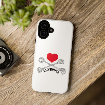 Luvbones - Hearts & Crossbones Phone Case, Tough Cases, Unique Smartphone Accessory, Gift for Him or Her