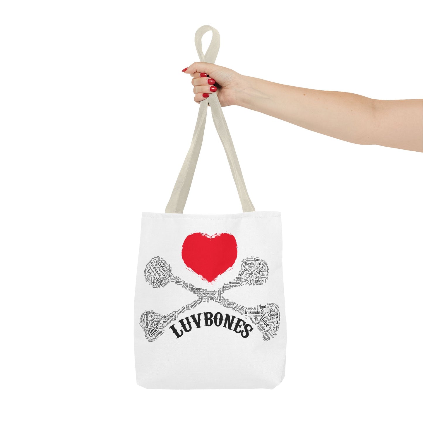 Luvbones - Hearts & Crossbones Tote Bag, Perfect for Everyday Use, Eco-Friendly Gift, Unique Design, Ideal for Holidays