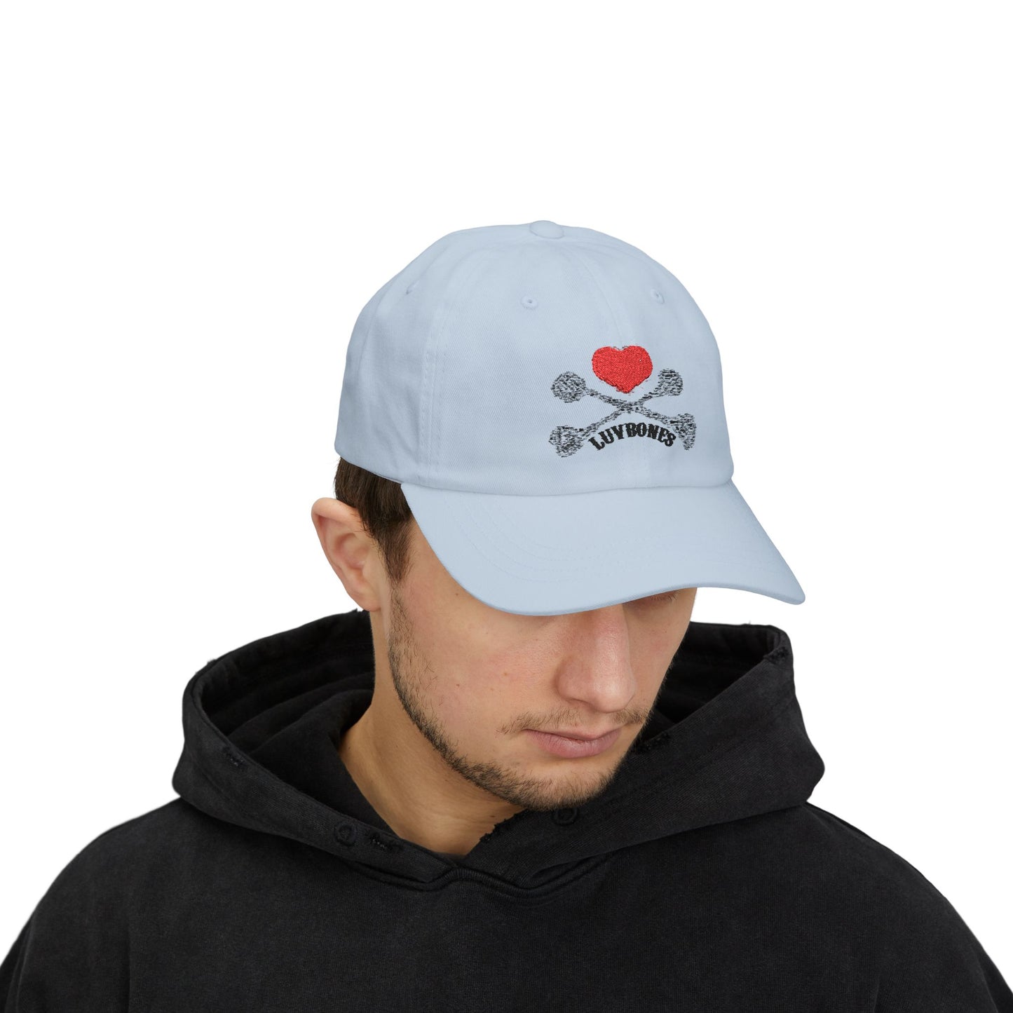 Luvbones - Hearts & Crossbones Dad Cap | Stylish Adjustable Hat, Perfect Gift for Dads, Casual Wear, Summer Outing, Birthday