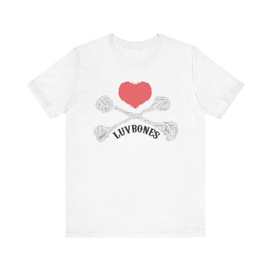 Luvbones - Hearts & Crossbones Unisex Tee, Graphic T-Shirt, Casual Wear, Music Lover Gift, Valentine's Day Shirt, Rock & Roll Style