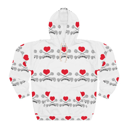 Luvbones - Hearts & Crossbones Unisex Pullover Hoodie, Valentine’s Gift, Cute Casual Wear, Stylish Hoodie, Everyday Comfort