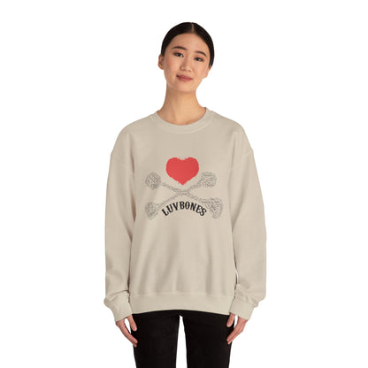 Luvbones - Hearts & Crossbones Sweatshirt, Cozy Unisex Crewneck, Valentine Gift, Edgy Sweatshirt for Him/Her, Casual Wear, Trendy Outfit