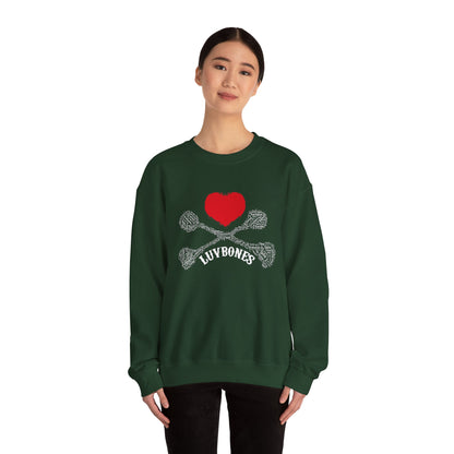 Luvbones - Hearts & Crossbones Sweatshirt, Cozy Unisex Crewneck, Valentine Gift, Edgy Sweatshirt for Him/Her, Casual Wear, Trendy Outfit