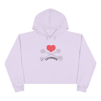 Luvbones - Hearts & Crossbones Crop Hoodie - Trendy Streetwear, Cute Gift, Halloween Apparel, Casual Outfit, Festival Wear