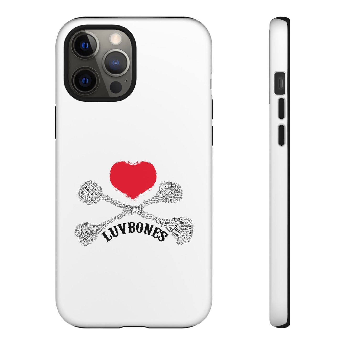 Luvbones - Hearts & Crossbones Phone Case, Tough Cases, Unique Smartphone Accessory, Gift for Him or Her