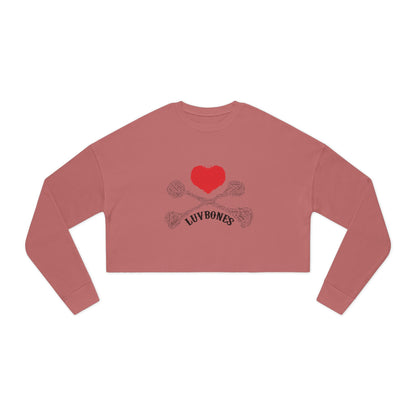 Luvbones - Hearts & Crossbones Cropped Sweatshirt Casual, Streetwear, Gift for Her, Trendy Apparel