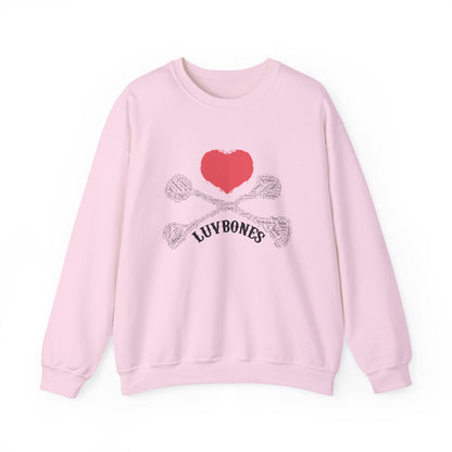 Luvbones - Hearts & Crossbones Sweatshirt, Cozy Unisex Crewneck, Valentine Gift, Edgy Sweatshirt for Him/Her, Casual Wear, Trendy Outfit