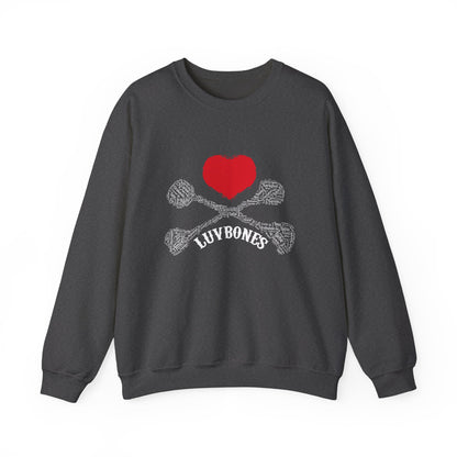 Luvbones - Hearts & Crossbones Sweatshirt, Cozy Unisex Crewneck, Valentine Gift, Edgy Sweatshirt for Him/Her, Casual Wear, Trendy Outfit