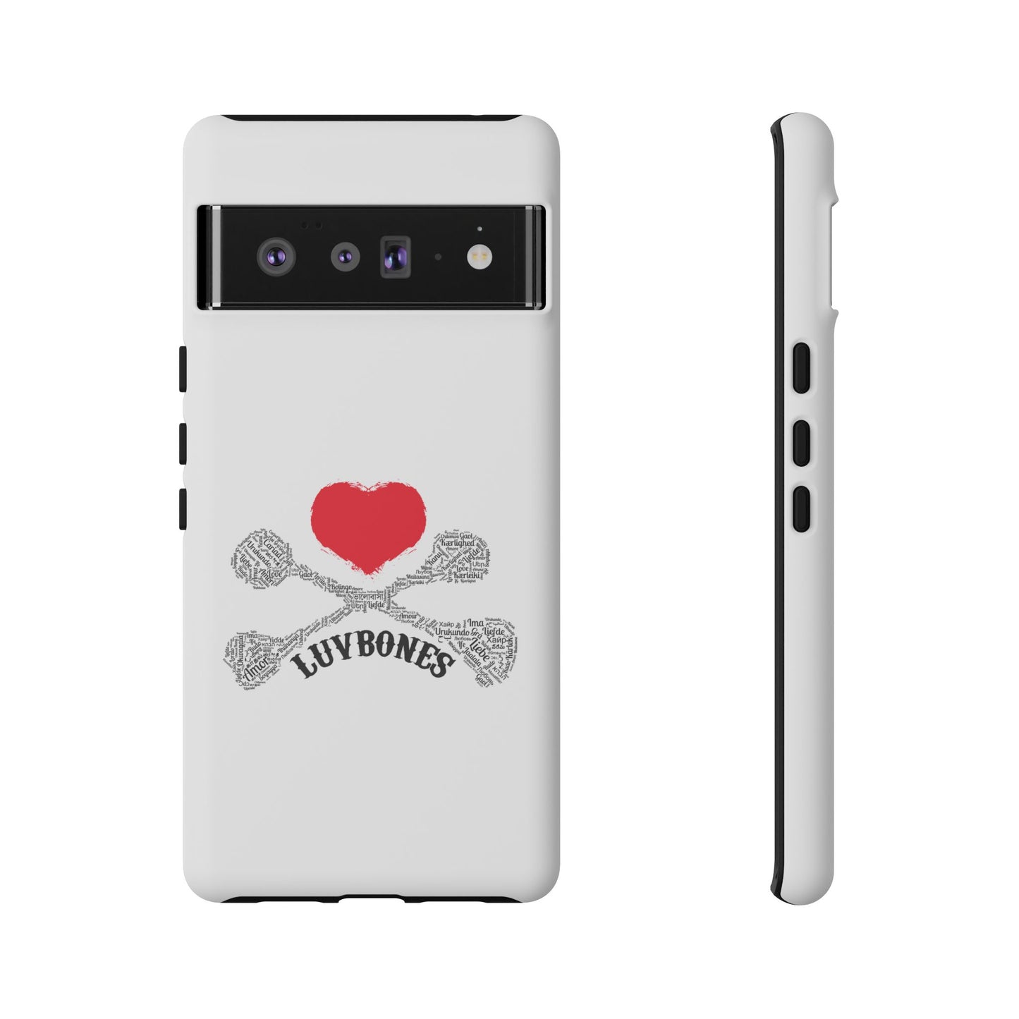 Luvbones - Hearts & Crossbones Phone Case, Tough Cases, Unique Smartphone Accessory, Gift for Him or Her