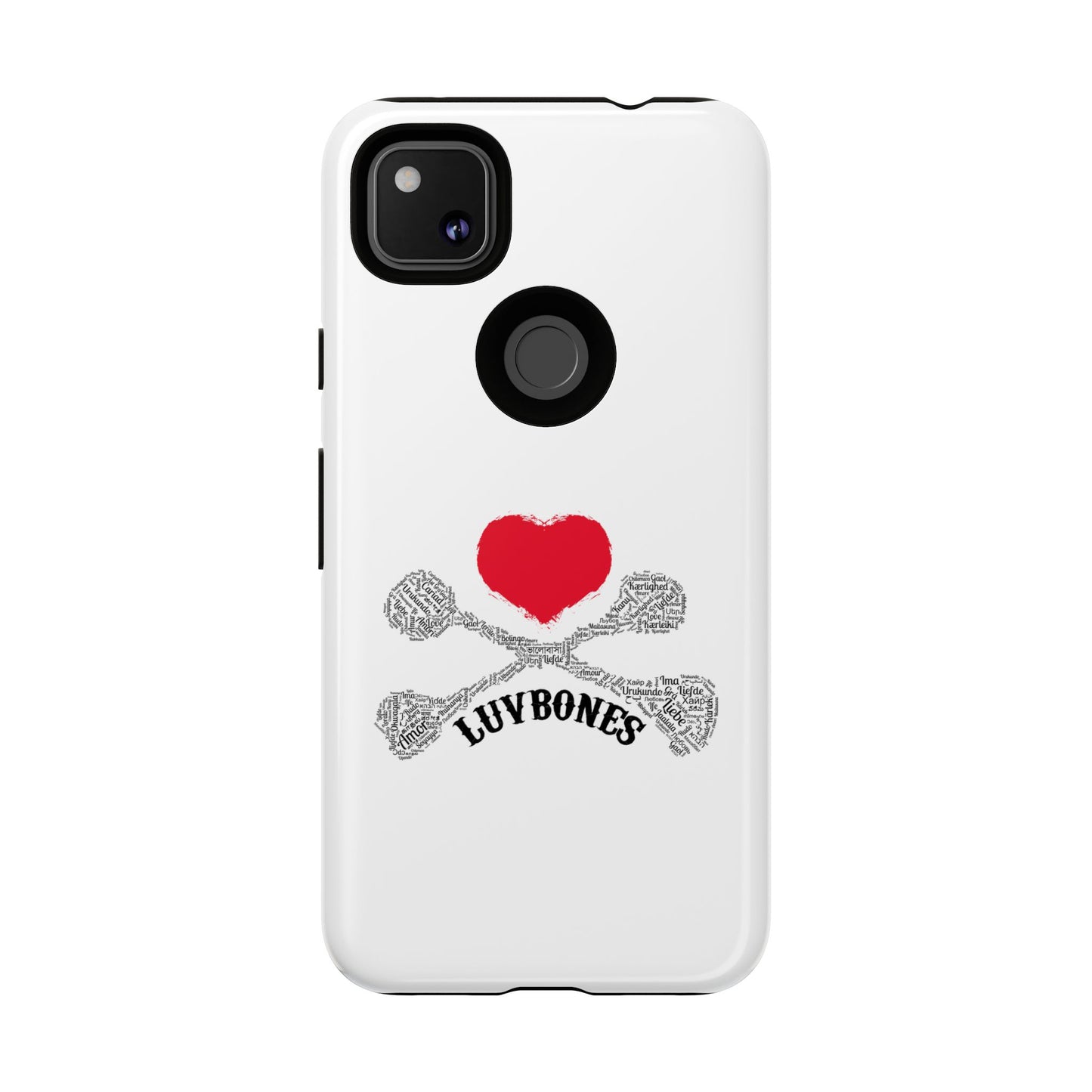Luvbones - Hearts & Crossbones Phone Case, Tough Cases, Unique Smartphone Accessory, Gift for Him or Her