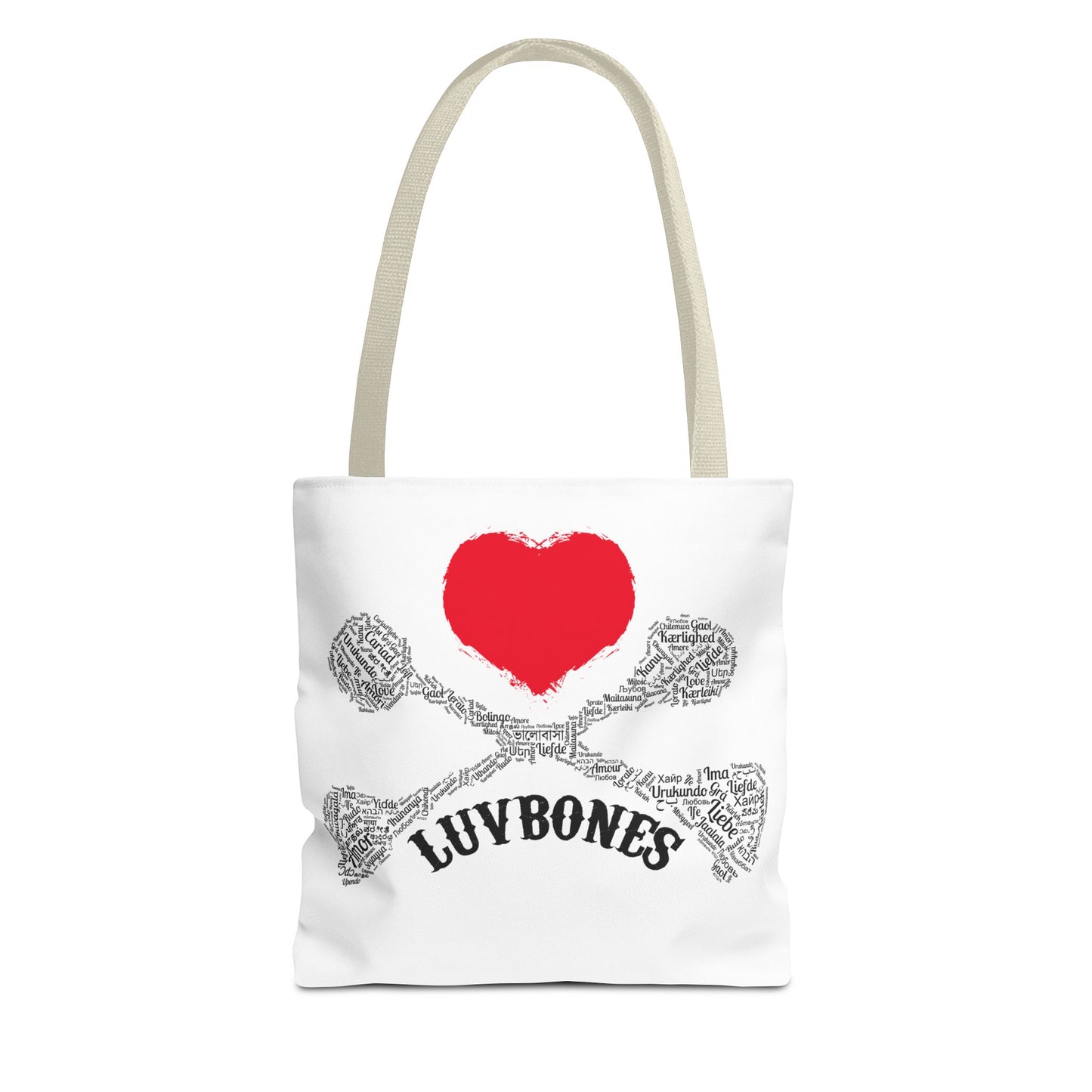 Luvbones - Hearts & Crossbones Tote Bag, Perfect for Everyday Use, Eco-Friendly Gift, Unique Design, Ideal for Holidays