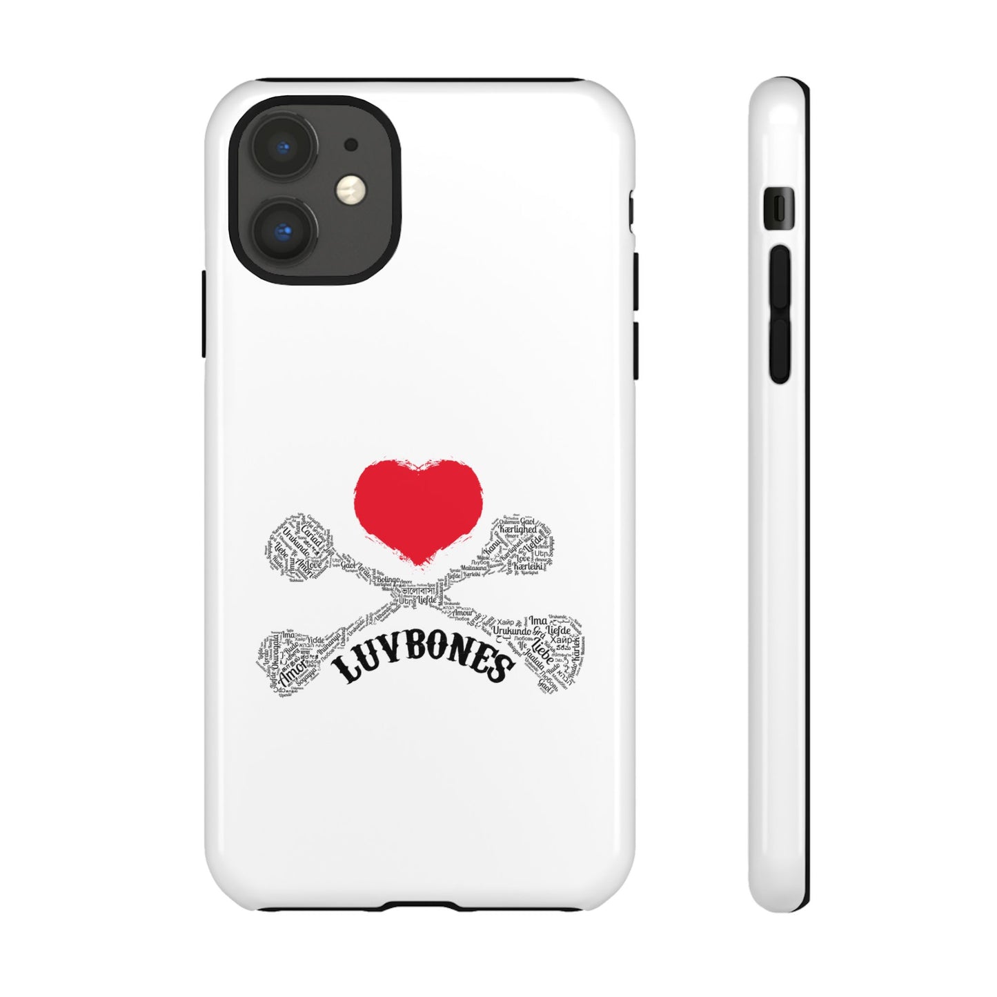 Luvbones - Hearts & Crossbones Phone Case, Tough Cases, Unique Smartphone Accessory, Gift for Him or Her