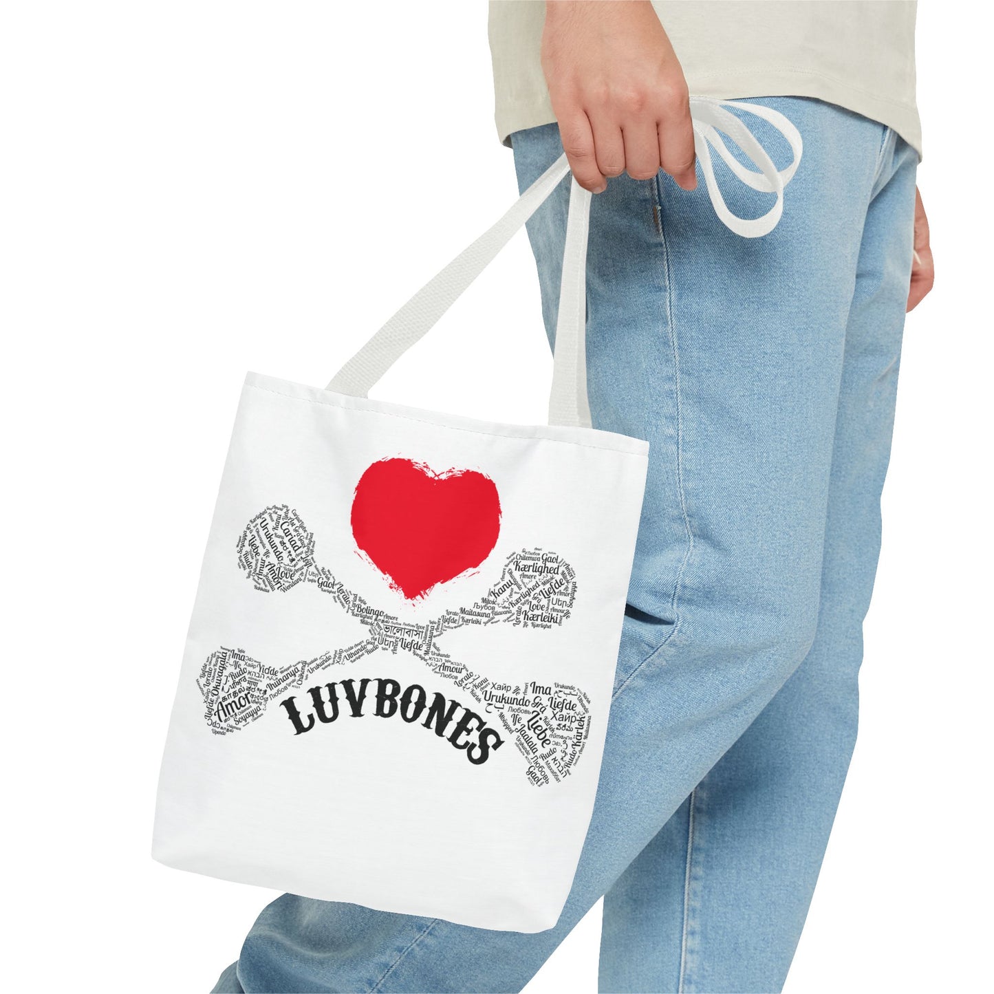 Luvbones - Hearts & Crossbones Tote Bag, Perfect for Everyday Use, Eco-Friendly Gift, Unique Design, Ideal for Holidays