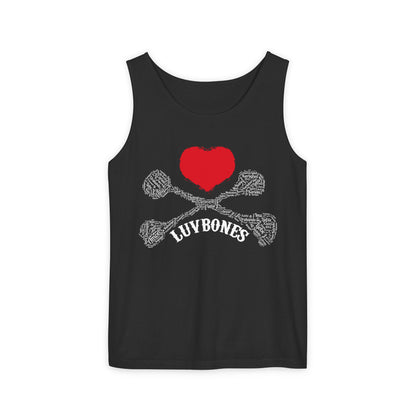 Luvbones - Hearts & Crossbones Unisex Tank Top | Casual Summer Wear, Gifts for Dog Lovers, Festival Fashion, Beach Apparel, Stylish Comfort
