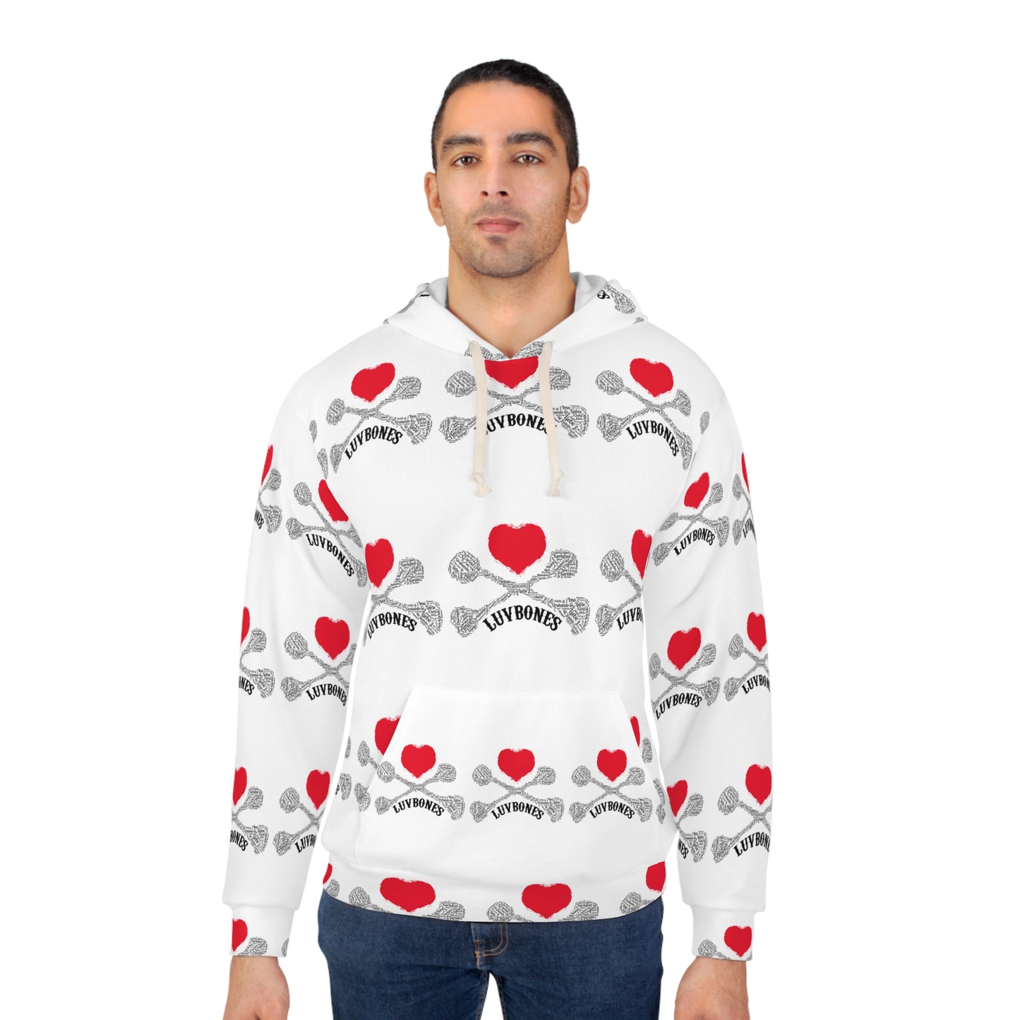 Luvbones - Hearts & Crossbones Unisex Pullover Hoodie, Valentine’s Gift, Cute Casual Wear, Stylish Hoodie, Everyday Comfort