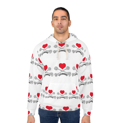 Luvbones - Hearts & Crossbones Unisex Pullover Hoodie, Valentine’s Gift, Cute Casual Wear, Stylish Hoodie, Everyday Comfort