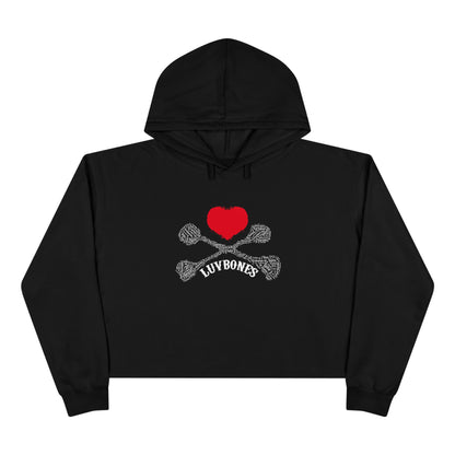 Luvbones - Hearts & Crossbones Crop Hoodie - Trendy Streetwear, Cute Gift, Halloween Apparel, Casual Outfit, Festival Wear