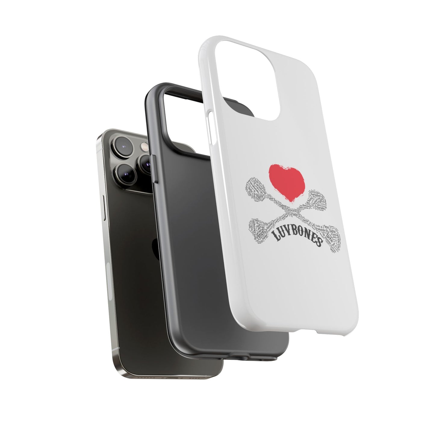 Luvbones - Hearts & Crossbones Phone Case, Tough Cases, Unique Smartphone Accessory, Gift for Him or Her
