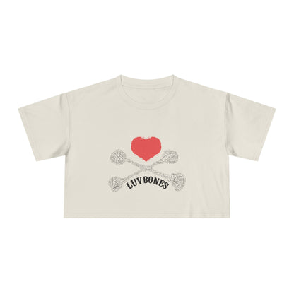 Luvbones - Hearts & Crossbones Women's Crop Tee - Trendy Summer Top, Casual Wardrobe Essential, Gift for Her, Valentine's Day