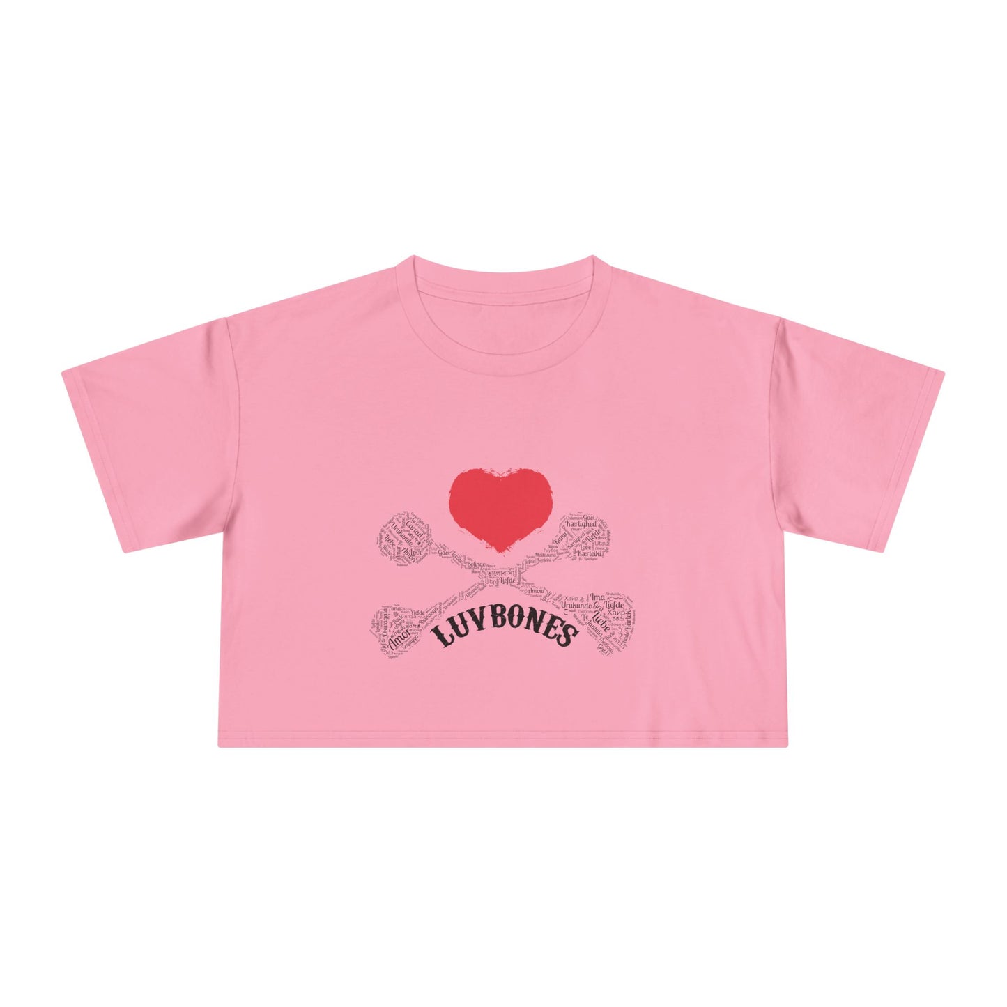 Luvbones - Hearts & Crossbones Women's Crop Tee - Trendy Summer Top, Casual Wardrobe Essential, Gift for Her, Valentine's Day