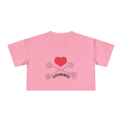 Luvbones - Hearts & Crossbones Women's Crop Tee - Trendy Summer Top, Casual Wardrobe Essential, Gift for Her, Valentine's Day