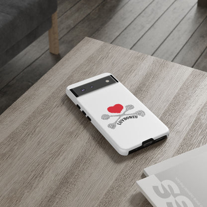 Luvbones - Hearts & Crossbones Phone Case, Tough Cases, Unique Smartphone Accessory, Gift for Him or Her