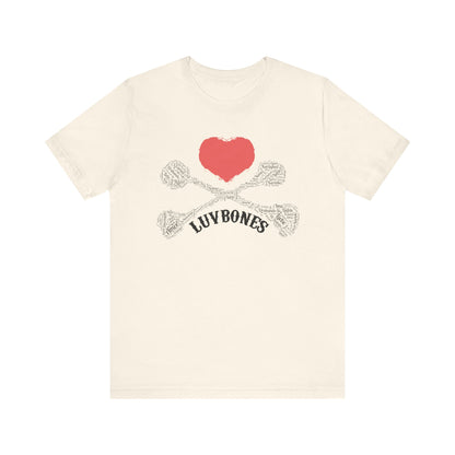 Luvbones - Hearts & Crossbones Unisex Tee, Graphic T-Shirt, Casual Wear, Music Lover Gift, Valentine's Day Shirt, Rock & Roll Style
