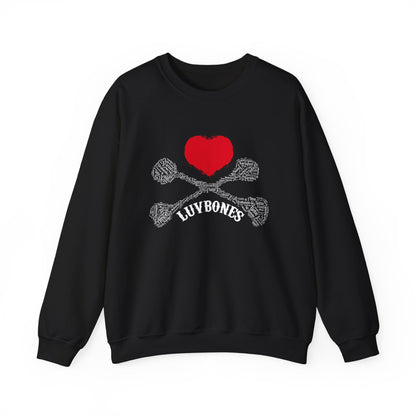 Luvbones - Hearts & Crossbones Sweatshirt, Cozy Unisex Crewneck, Valentine Gift, Edgy Sweatshirt for Him/Her, Casual Wear, Trendy Outfit