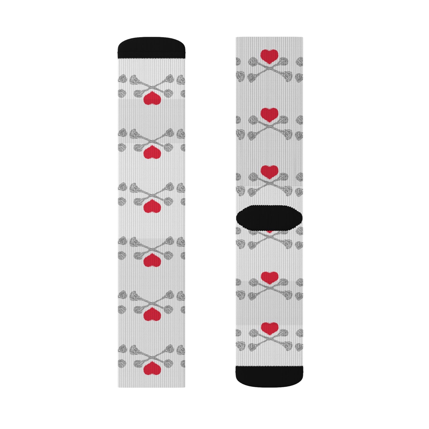 Luvbones - Hearts & Crossbones Patterned Sublimation Socks, Fun Gift for Couples, Cozy Footwear for Home, Valentine's Day, Unique Sock Design, Everyday Wear